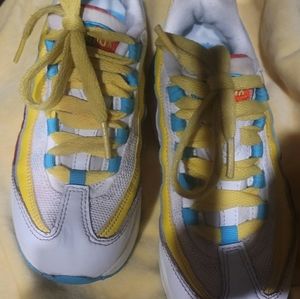 Nike Air max 95 white blue fury opti yellow athletic youth sneakers size  12C